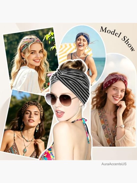 Non Slip Wide Elastic Thick Headbands, Soft Stretchy Sports Sweat Bands, Twist main image 6